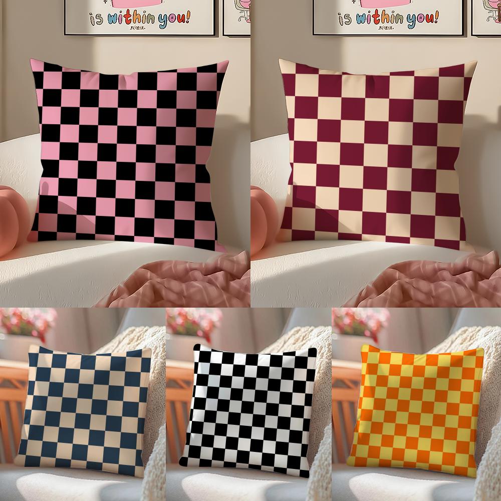 Simple And Stylish Checkerboard Pattern Pillow Case Sofa Living Room Bedroom Headboard Backrest Cushion Square Cushion