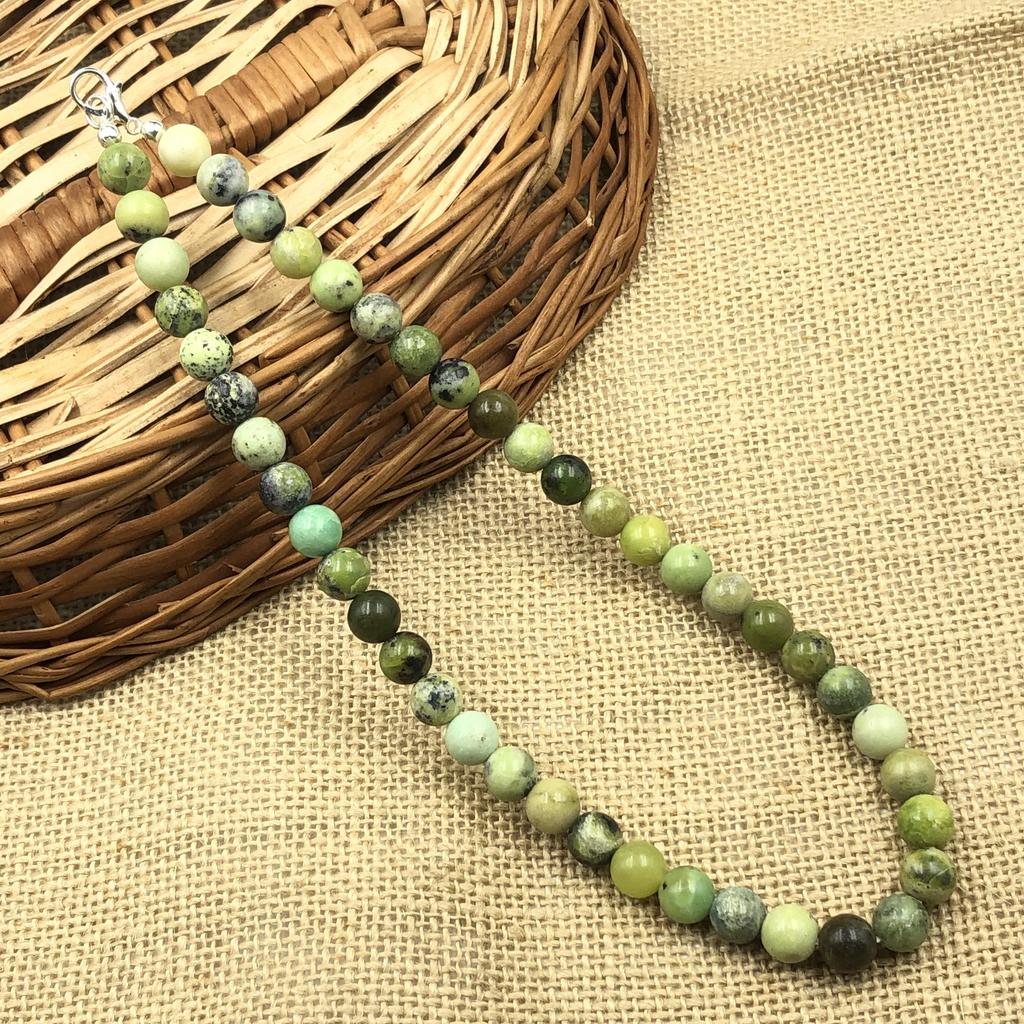 8mm Natural Chrysoprase Gemstone Round Beads Designer Necklace 17-20" Handmade Beads Choker Gift For Women 8BN-34