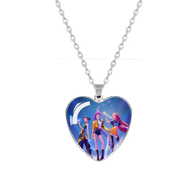 1pcsAnime Accessories K-pop Demon Hunters Time Gem Heart Necklace Lucky Necklace Gift for Girls Birthday Gift Holiday Gift