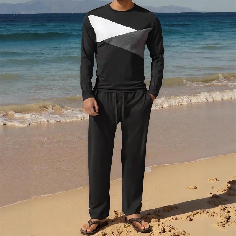 

Весна Осень Футболка с круглым вырезом Новый принт Спортивный костюм Градиент Мужской Повседневный Conjuntos Hombre S чёрный