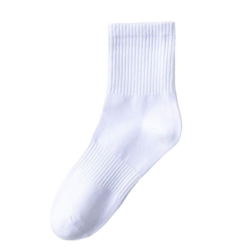 Pure Cotton Men's Thin Antibacterial and Deodorizing Mid-calf Socks for All Four Seasons, Spring and Summer, Solid-colored Mid-calf Socks
