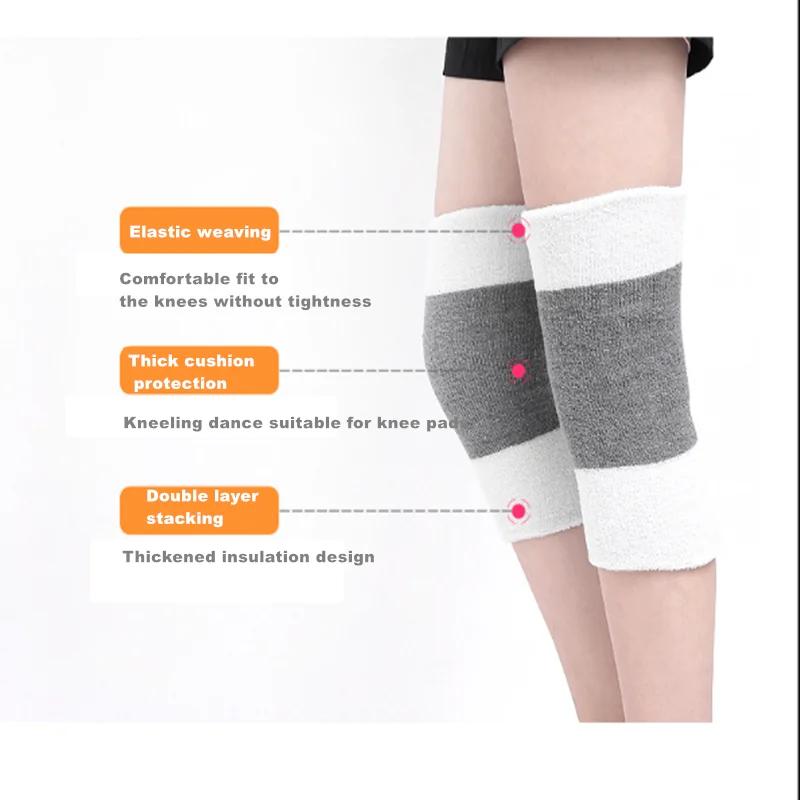 2Pcs Winter Knee Warmers Women Men Wool Cashmere Thick Legging Stocking Thermal Ski Cycling Knee Brace Warm Sleeve