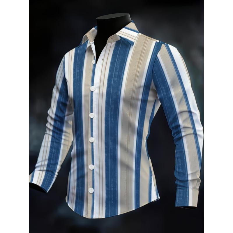 New men's casual shirt long sleeved slim fit 3D bird print shirt fashionable casual men's pattern top