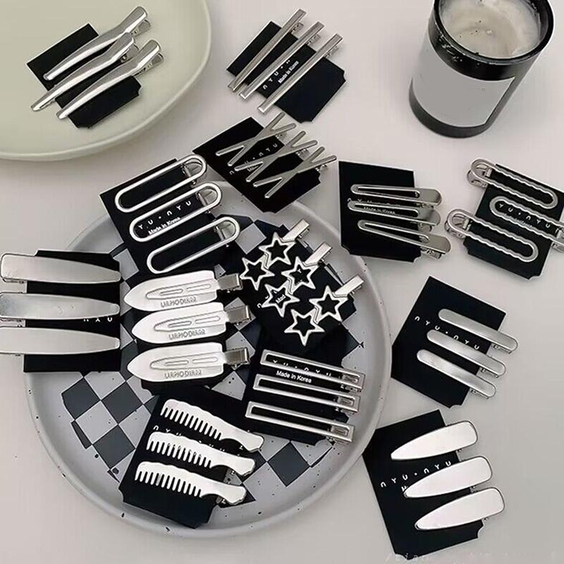 20 Pièces Pinces à Cheveux Fille Y2K Pince Bec de Canard en Métal Argenté Pinces à Cheveux pour Femmes Frange Latérale Dames Barrettes Accessoires pour Cheveux