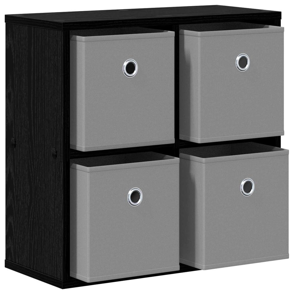 Sideboard with Drawers Black Oak Effect 49.5 x 22 x 47 cm