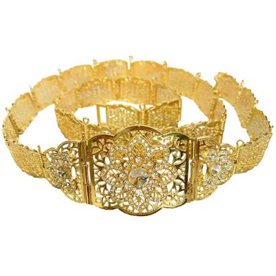 Cinto de Cintura Blingbling Corrente de Cintura Floral Esculpida Elegante Corrente Elaborada Corrente de Barriga para Casamento Corrente de Cintura