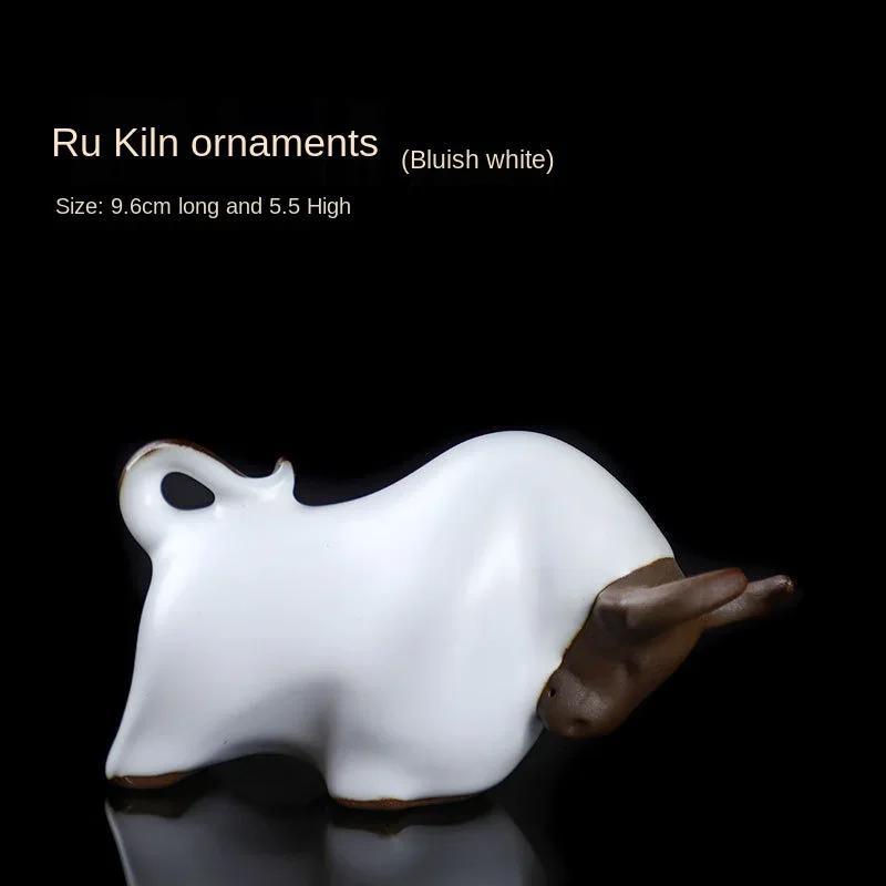 

Tea Ornaments Decoration Ceramic Cow Ru-Porcelain Gracked Glaze Supportable Tea Set Kung Fu Accessories Tea Pet