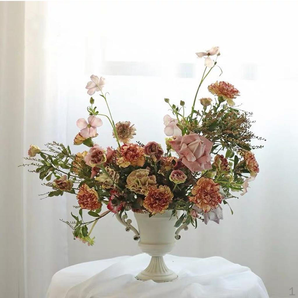 

Штучні Квіти Металева Ваза Кімнатний Контейнер Горщик для Квітів Настільний для Декору білий