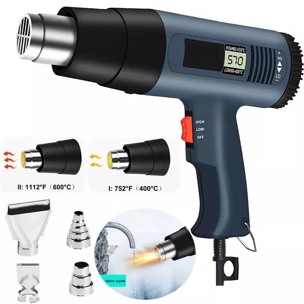 2000W Electric Heat Gun With LCD Display Adjustable Temperature Hair Dryer Tools For Soldering Thermal Blower Shrink Wrapping