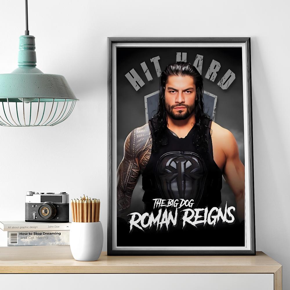 1 szt. Gorący Słynny Gwiazdor W-Wrestlingu Roman R-Reigns Plakat Plakaty HD Dekoracja Domu Pokoju Baru Kawiarni Sztuka Malarstwo Ścienne Obraz