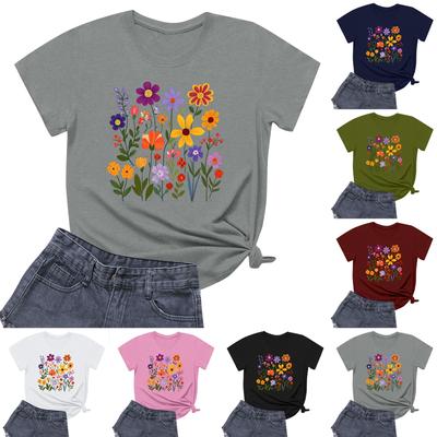 Dam Rundhalsad Casual Tryckt Kortärmad T-shirt Topp