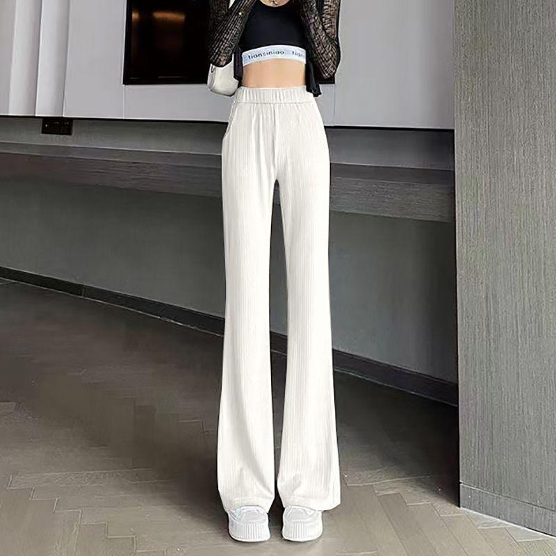 Slightly Flared Pants for Women In Spring and Autumn New High-waist Summer Ice Silk Loose Thin Casual Flared Pants