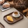 Japanese Style Dark Walnut Finish Bamboo Tea Tray