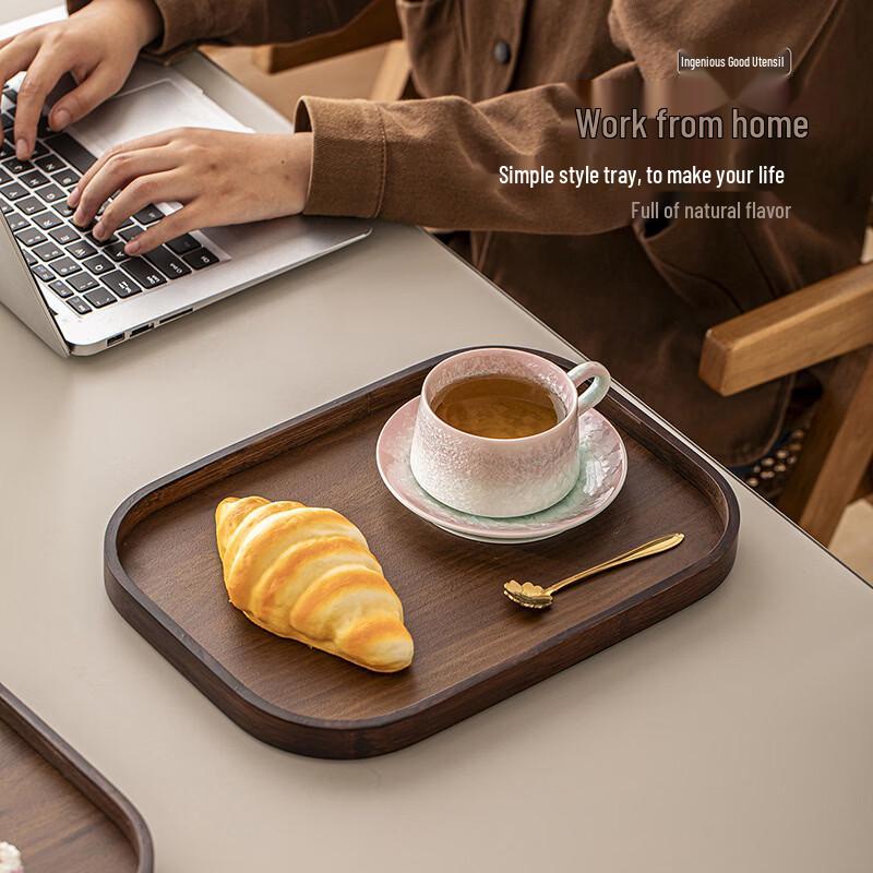 Japanese Style Dark Walnut Finish Bamboo Tea Tray