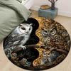 Soft Polyester Owl Print Round Rug - Non-Slip Home Decor Mat for Bedroom & Living Room, Crystal Velvet, Intricate Owl Design on Tree Branch