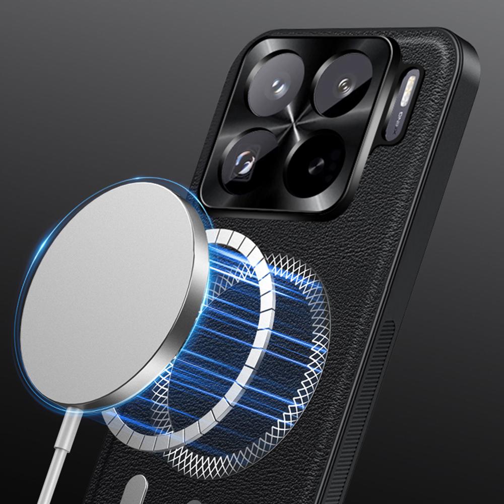 For Xiaomi 15S Pro Magnetic Case PU TPU PC Phone Back Cover with Metal Lens Frame