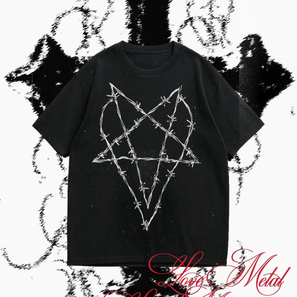 Gothic Men Black Pure Cotton Tshirt Religious and Subculture Dark Style Women Tshirt Philosophical Statement Personalized Top