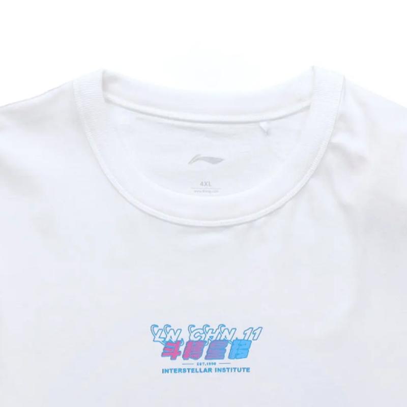 Li Ning Dazzling Star Letter Print Short Sleeve T-Shirt Comfortable Versatile Skin-Friendly Shorts Casual Sports Suit Unisex suit AHSU969-3+YKSV129-1