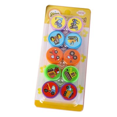 10Pcs Engineering Truck Stamper Cartoon Plastic Rubber Stamper For Kid Art Craft Project Card Making Classroom Rewarding