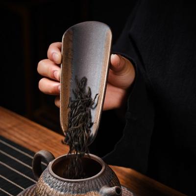 Vintage vergoldete grobe Keramik handgefertigte Keramik Haushalts-Teelöffel, Teepick und Zen-Stil Kung-Fu Teezubehör