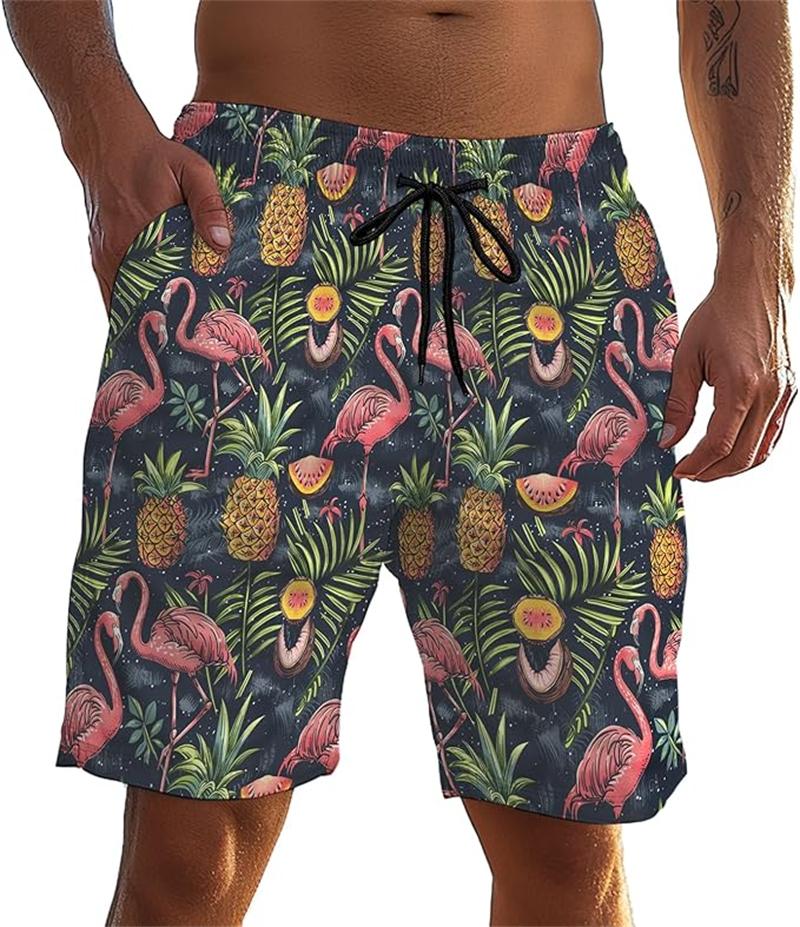 Vintage Hawaiian Men s Beach Shorts Tropical Plant 3d Printed Men s Shorts Summer Fashion Skull Trunks Vacation Beach Men Short S