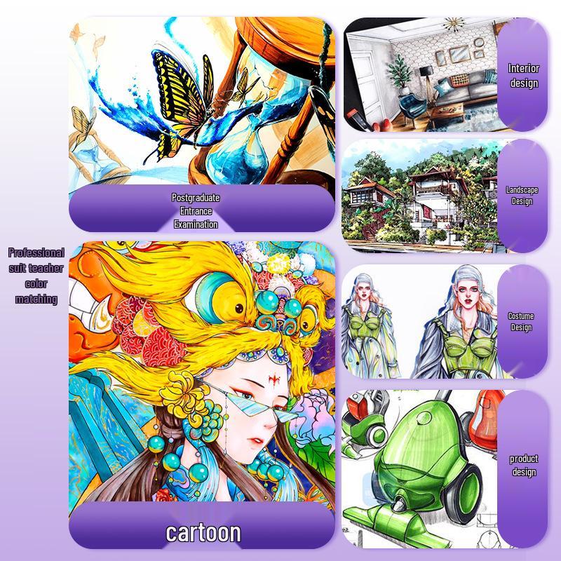 Dual-Tip Art Marker Set - 120 Colors, Hard Tip, Oil-Based for Students