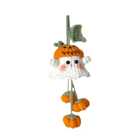 Halloween Pendant 3D Soft Plush Ghost Crochet Kit Festive Holiday Pendant Decoration Whimsical Halloween Accessories