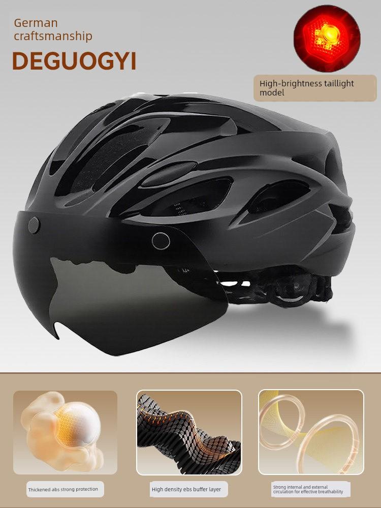 Yu Zhaolin's Premium Bicycle Helmet with Integrated Goggles, One-Piece Riding Helmet for Men and Women, Mountain and Road Safety Helmet