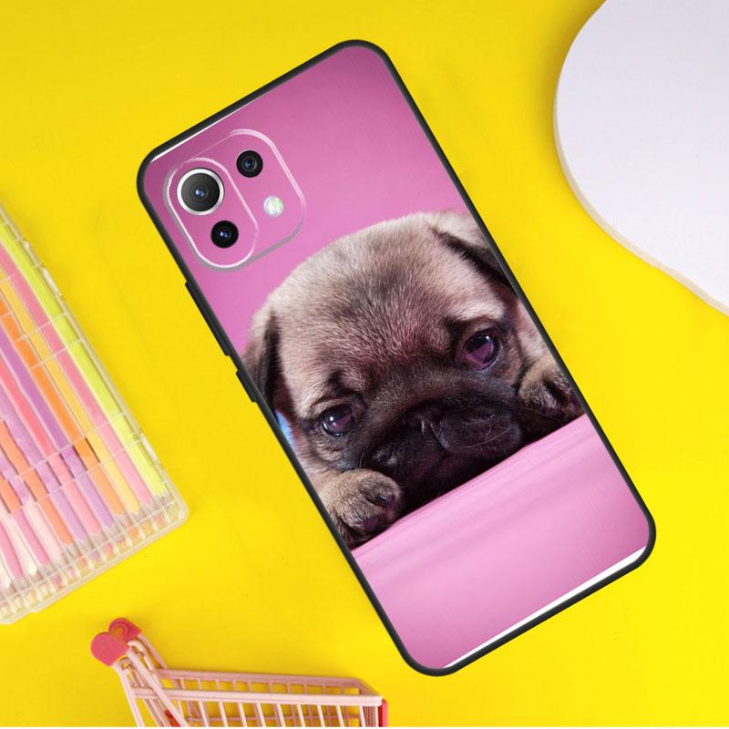 Mops sitzend mit Fliege Rosen Hülle für Xiaomi 14 13 Ultra 11T 12T 13T 14T Pro POCO X7 Pro X3 X5 F3 F5 F6 M6 X6 Pro Hülle