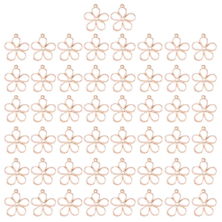 50 PCS Alloy Hollow Flower Charm Flower Pendant Hollow Flower for Jewelry Making