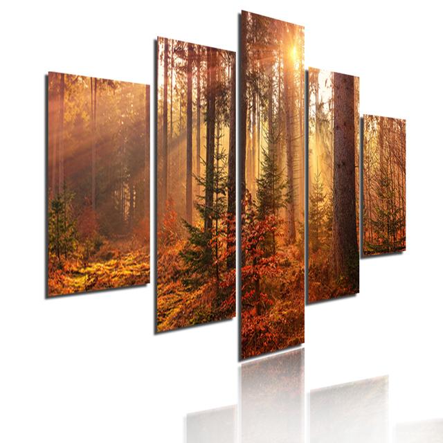 Sea Scenery Sunset Dusk Mountain Lake Landscape Poster  Canvas Painting 5 Pieces Modular Picture HD Print Wall Art Home Decor