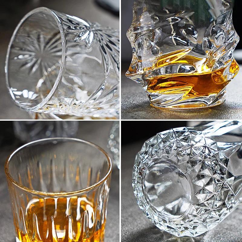 Křišťálová sklenice na whisky – Vintage tumbler na Scotch, Bourbon, Koňak, Vodku, Gin, pro domácí bar