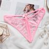Low-Waist Sexy Lace Open Crotch Thong Panties - Transparent & Tempting 