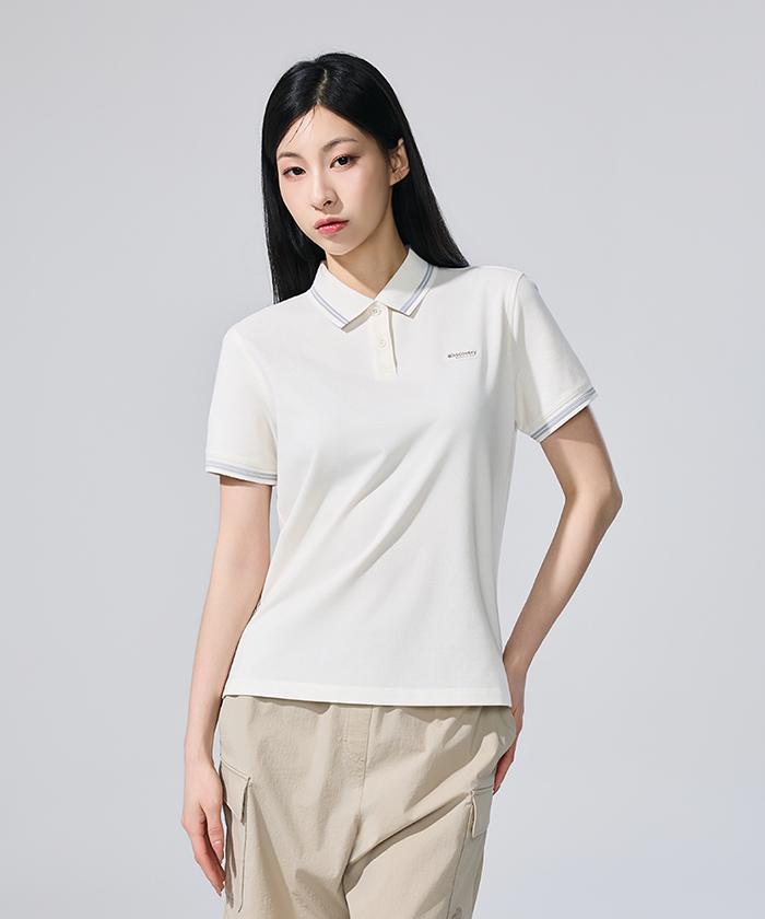 DISCOVERY EXPEDITION Women'S Collar Tipping Polo Shirt (Ivory)