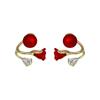 111 Silver Needles, a Multi-wear Red Tulip Earring Temperament New Rear-hanging Pearl Stud Earrings, Flower Earrings.