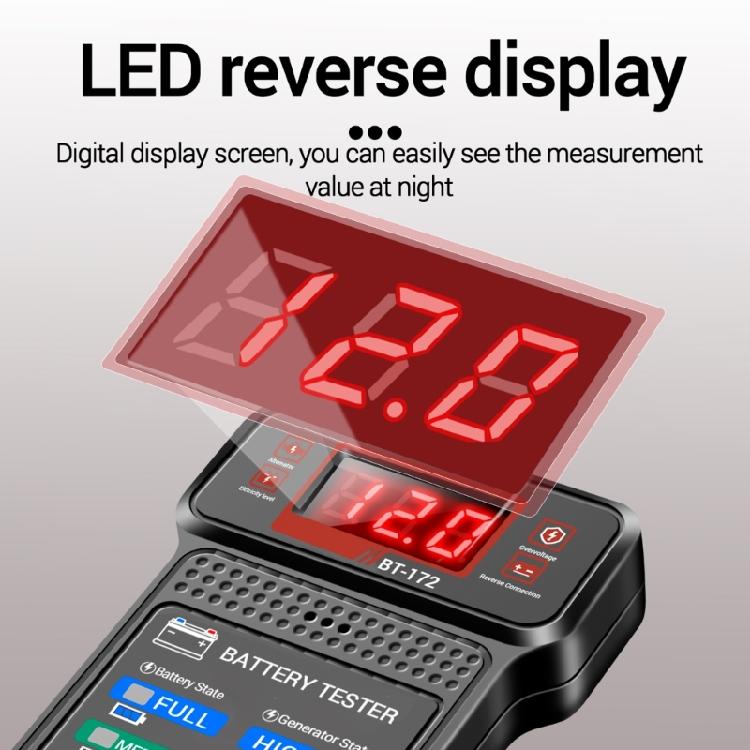 BT172 Battery Voltage Tester Measurement Device for Routine Vehicle Maintenance Troubleshooting Motorists Service Center