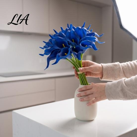 Lifelike PU Orchid Stems 5Pcs Artificial Calla Lilies, Elegant Faux Lily Flowers, Fake Maintenance Free Table Decorations Flower Bouquet