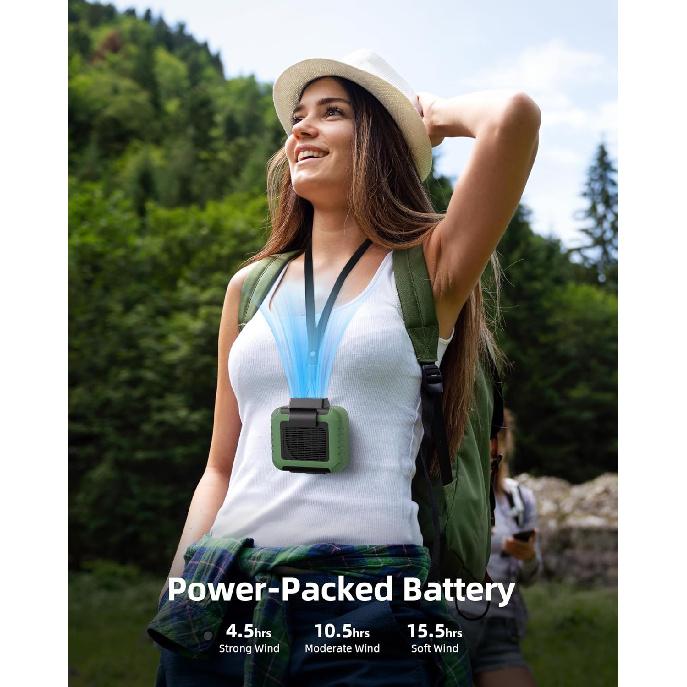 Portable Mini Waist Fan Rechargeable with 23H Working Time, 6200 RPM Strong Airflow, 3 Speed Levels, Belt Shirt Fan Clip On Waist Portable Cooling