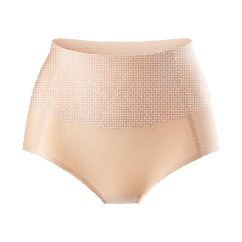 Ice Silk High Waist Tummy Tightening Panties Women's Seamless Antibacterial Triangular Pants Light and Breathable Underwear