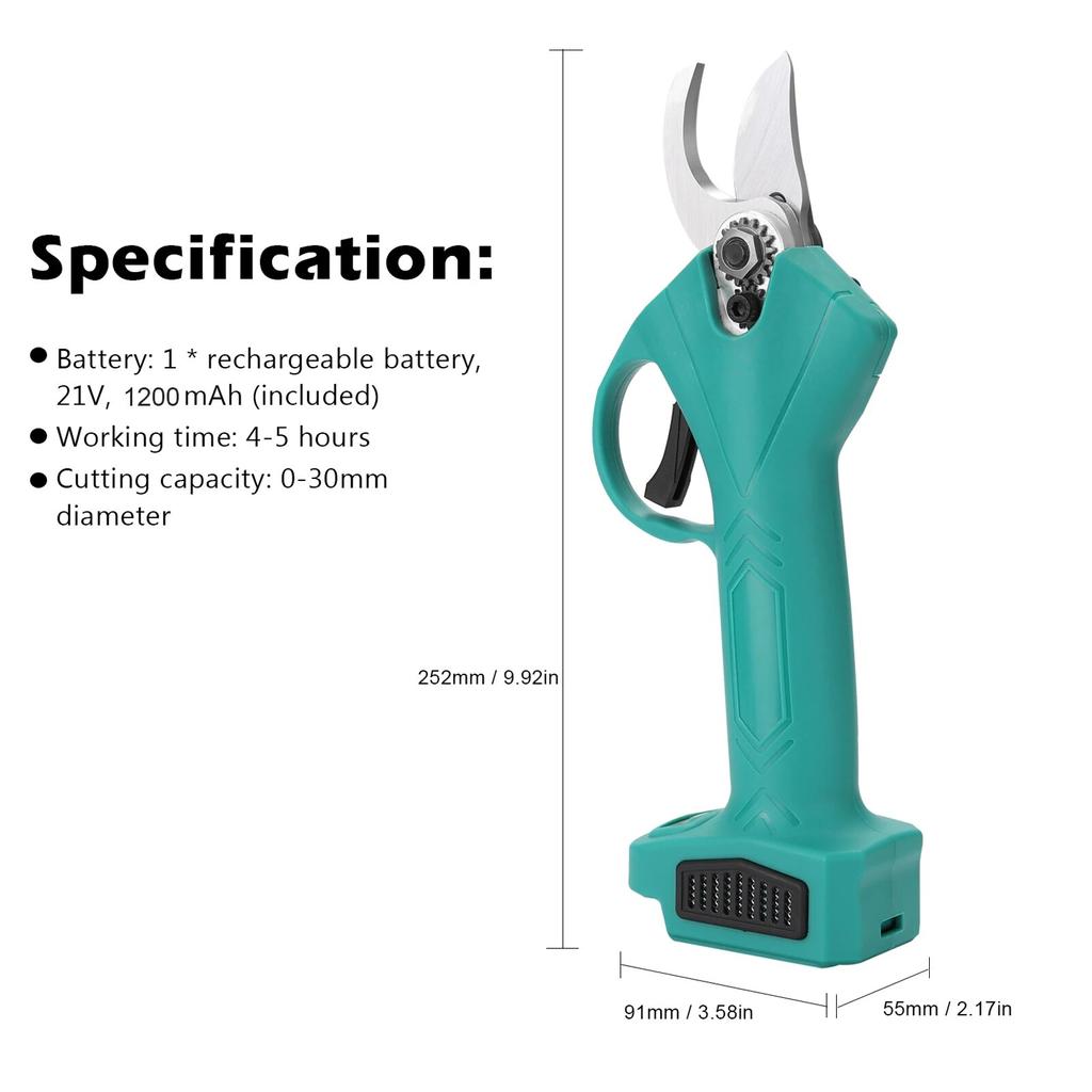 Garden Scissors Cordless Electric Pruner 88VF 21V 30mm Electric Pruner Rechargeable Battery Pruning Shears Garden Cutter