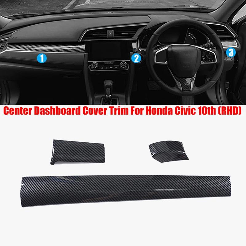 3Pcs for Honda Civic 10th Gen 2016-2021 Car Dashboard Central Control Instrument Panel Cover Trim RHD LHD