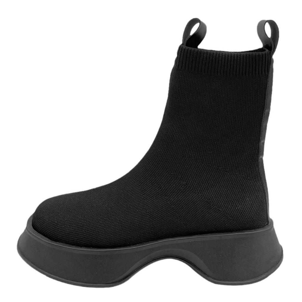 Fashion Platform Mesh Sock Boots for Women Autumn Soft Sole Increase Women's Shoes Designer Black Casual Stretch Boots Female