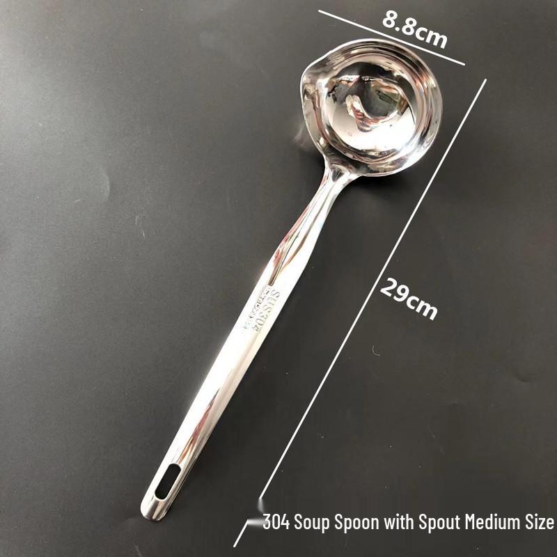 Thickened Stainless Steel Slanted Spout Ladle: Sauce & Soup Pouring Spoon with Duckbill Tip.
