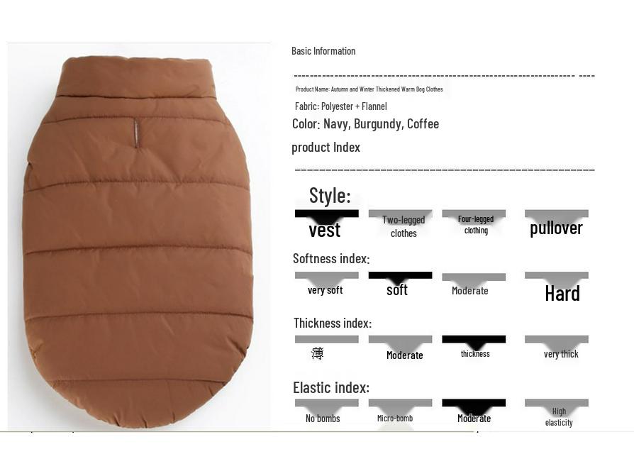 Thickened Cotton Snap Button Jacket for Dogs - Autumn/Winter Pet Apparel