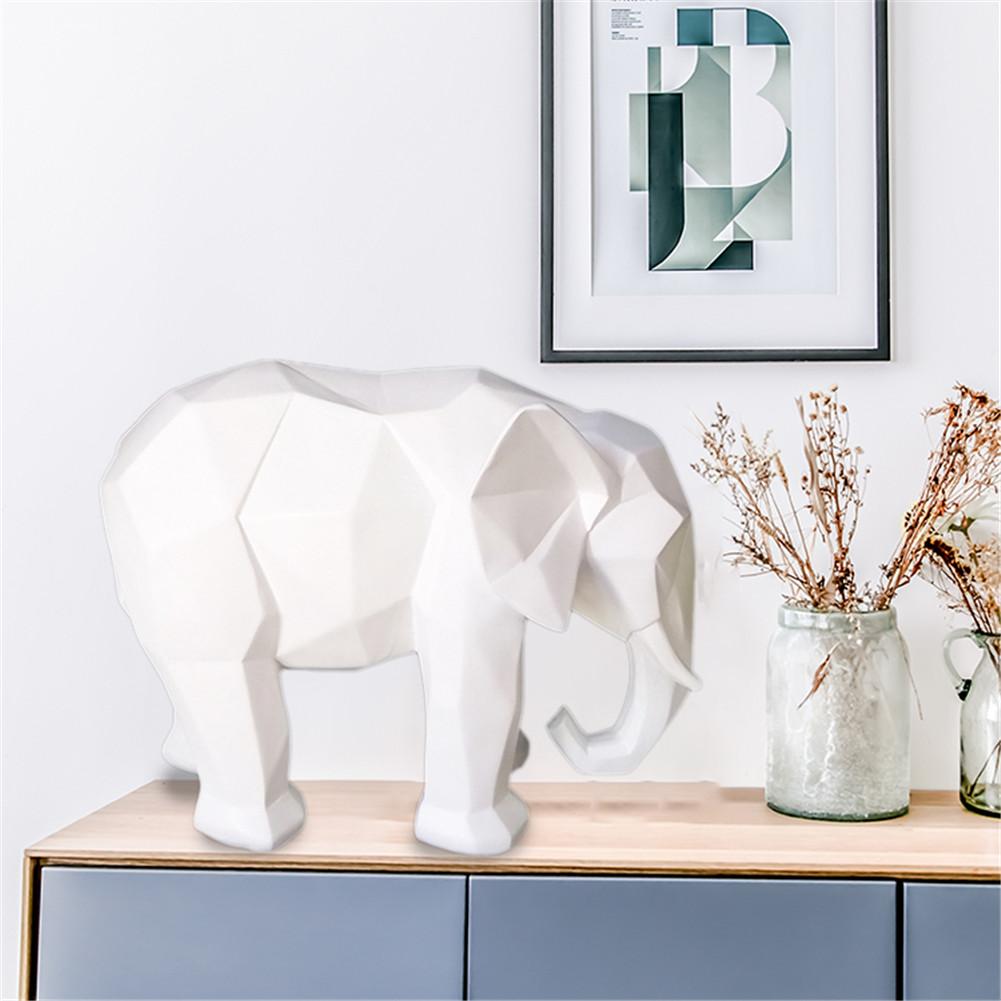Fashion Abstract 3D Print Elephant Statue Resin Ornaments Home Decoration Accessories Gift Geometric Elephant Sculpture Crafts