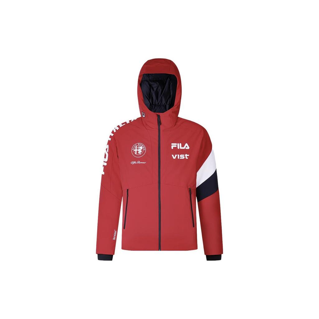 FILA Color Block Logo Printed Hooded Down Ski Jacket Men Jackets Red A11M346918F-RD