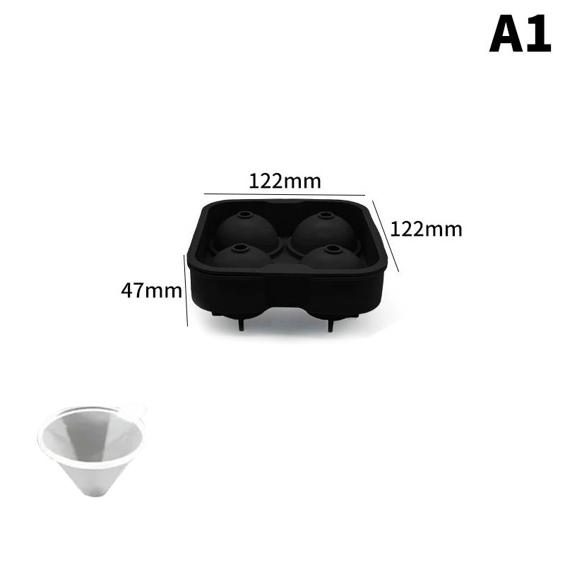 Grid Ice Ball Maker Silicone Ice Cube Tray 2 Pack Reusable Easy Release for Cocktails Home Parties