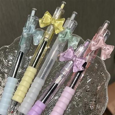 1 Stück schicker, süßer Gelstift für Schüler, kreatives Design, niedlicher Schleifen-Gelstift, 0,5 mm, schwarzer Tintenstift für das Schreiben in der Schule