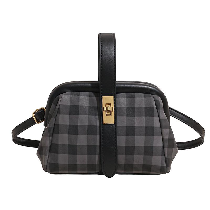 Urban simple contrasting color clip bag plaid fashion arm bag new trendy texture shoulder messenger bag