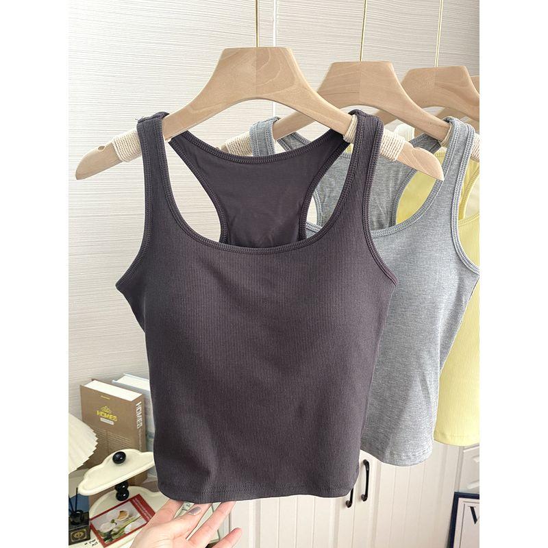 

White H-Shaped Beauty Back Bra One-Piece Vest Women s Spring/Summer Basic Thin Padded Strap Inner Wear Outer Wear Tops Pine Cone Brown Free size (45.00 kg-62.50 kg